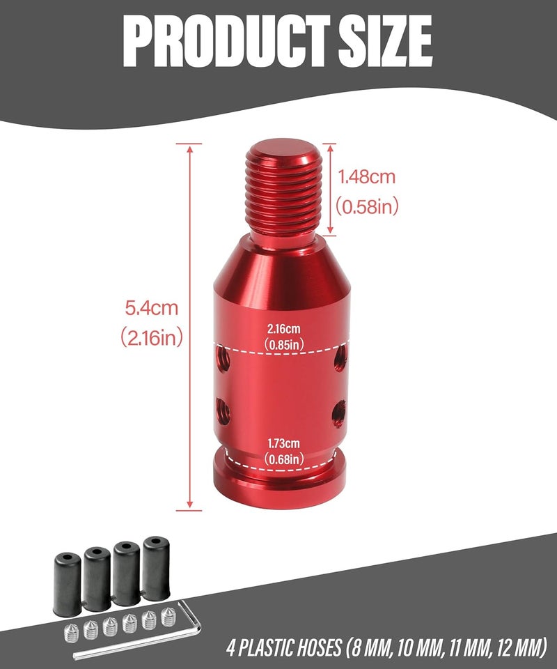 SUJADE YAKEFLY Universal Gear Shift Knob Adapter,Aluminum Alloy Automatic Shifter Adapter Car Adapter,Shifter Boot Retainer Stick Connector for Non-Threaded Manual M12x1.25 (Red), 299PDTPJ001 - Image 2